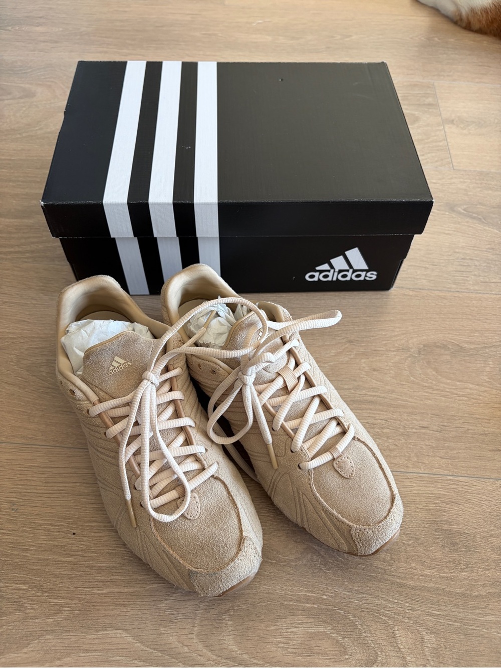 adidas Beige Low-Top Suede Sneakers